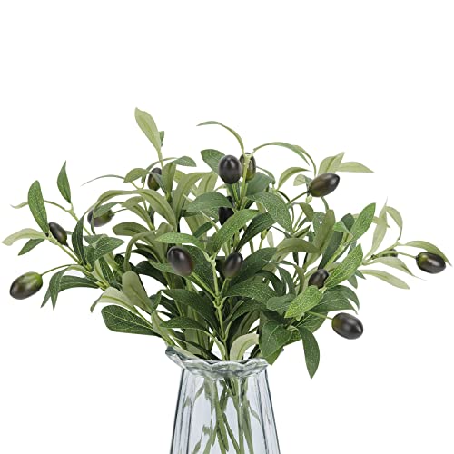 Erlandens 10Pcs Faux Olive Leaves Stems 10” Tall Artificial Plants Olive Tree Branches For Small Vase Tabletop Greenery Decor For Home Office Wedding Party (Vase Not Included) #TOP1