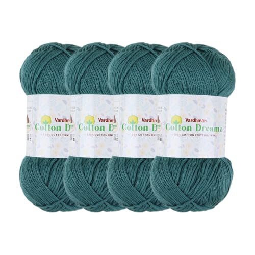 Image of Vardhman 100% Cotton Dreamz Light Weight Natural Thin Yarn | Pack-4 100g