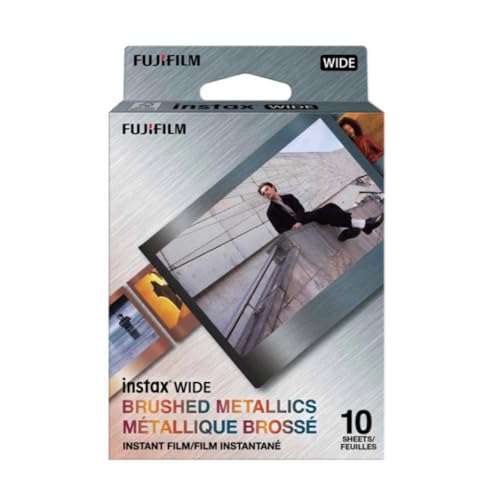 Image of FUJIFILM INSTAX Wide EVO Hybrid Instant Camera | Black Bundle with 10 Exposures of Brushed Metallics Film + 20 Exposures of Film + Photo Album & Colored Frames + Cleaning Cloth (5 Items)