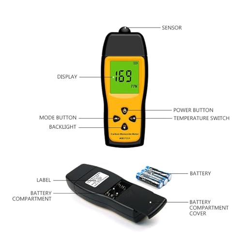 Probador de monóxido de carbono con pantalla LCD y alarma 5