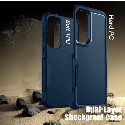 Image of KARWAN Shockproof Back Case Cover Compatible with Samsung Galaxy S21 FE, Heavy Duty Case with 360 Degree Camera Protection, Dual Layer Rugged Bumper Protection Cover with Matte Finish (Blue)