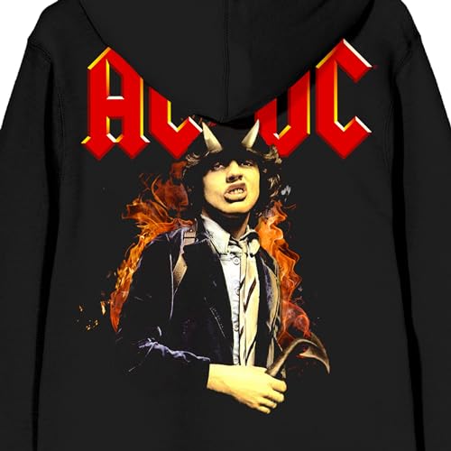 ACDC Angus Young with Horns Men's Black Zip Hoodie4