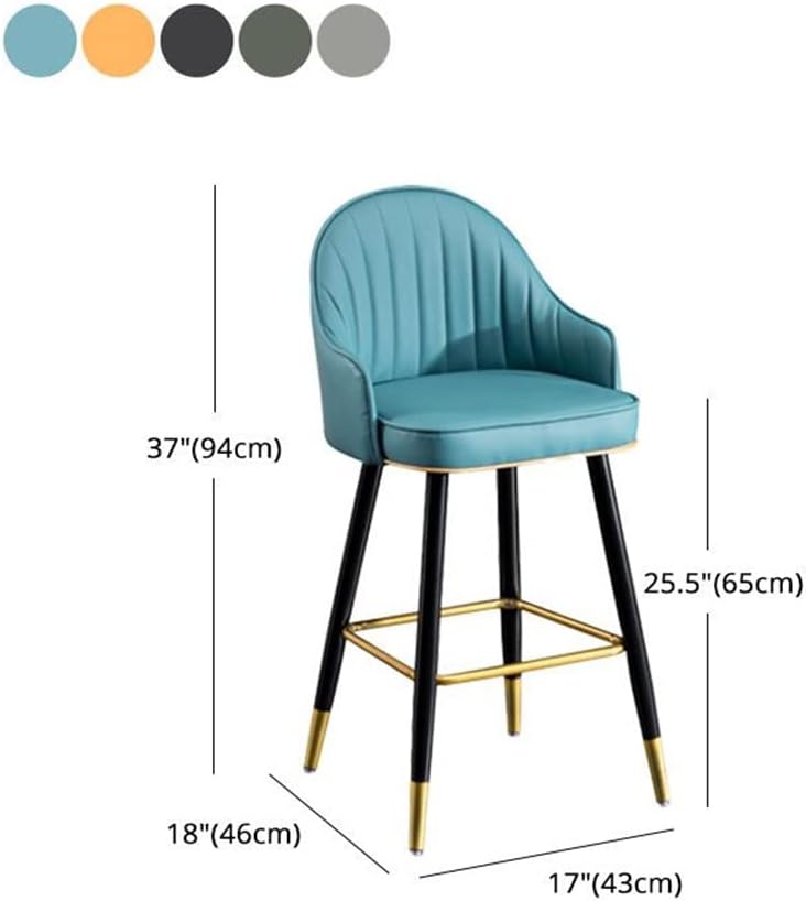 LAKIQ Faux Leather Bar Stools - Modern Kitchen Island Dining Room Bar Chairs with Back and Footrest Metal Counter Height Stool Chair(Grey, Set of 2-Counter Stool(25.5" H)