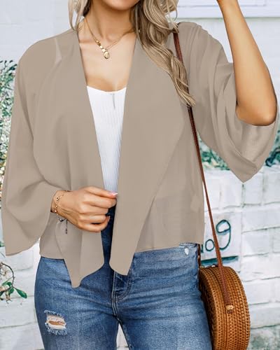 Image of Womens Summer Tops Short Shrugs Kimono Cardigans Casual Chiffon Bolero Jackets 2026