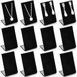 RattanView 12 Pieces Velvet Earring Display Stand Necklace Pendant Jewelry Stand Showcase Organizer Display Holder for Earring Pendant Accessory Rack(Straight Line Style,Black)