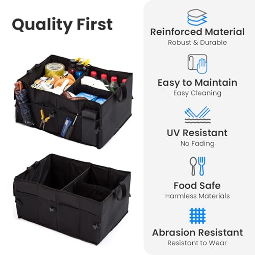 BDHYYM Organizador de Maletero Coche, Caja Plegable, Organizador Maletero Coche organizador de coche para Almacenamiento Plegable Impermeable, Accesorios coche Interior, Cinchas Ajustables - imagen 2