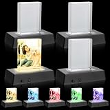 Guiqulai 4 Sets Sublimation Blanks Crystal with Colorful LED Base, DIY Sublimation Crystal Picture Frames, Heat Transfer Picture Frame, Crystal Lighting Plate with Show Holder for Birthday