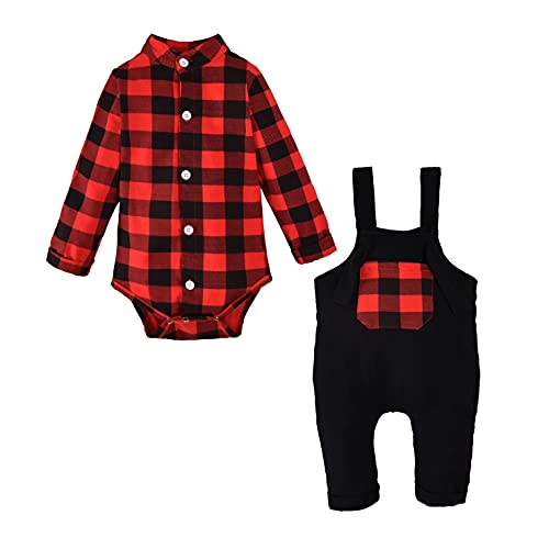Image of Unutiylo Baby Boys Clothes for Gentleman Outfits,Toddler Overalls Baby Suspender Pants and Bodysuit Romper