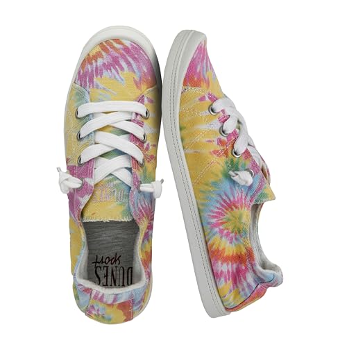 Dunes Reesa Canvas Slip On Shoes for Women – Everyday Comfort Womens Casual Sneakers, TIE DYE 2 9