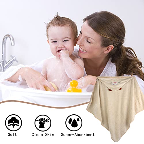Sunland Hooded Baby Towel Animal Face Baby Hooded Bath Towel Ultra Soft Warm Bathrobe Blanket For Girls & Boys Brown Bear 35 Inch X 35 Inch #TOP6