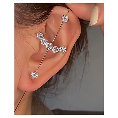 Andelaisi Long Cross Hook Earrings Rhinestone Ear Ear Wrap Crawler Hook Earrings Edge Pin Hook Cuff Earrings Inlaid Rhinestone Stick Hook Earrings Jewelry For Women And Girls #TOP1