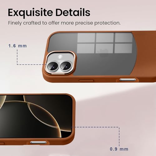 Image of KARWAN️Fusion Edge Leather Transparent Mobile Back Case | Slim Fit | Anti-Fingerprint| Scratch-Resistant | Premium Grip | Shockproof case | Back Cover for iPhone 16 || Brown