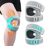 2 Stück Kniebandage Männer Damen,Kniebandage Verstellbare Knieorthesen,Bandage Knie Stabilisierung,Pain Relief Knee Braces,Patella Kniebandages für Sport,Läuferknie,Arthrose,Knieschoner(Grau,L)