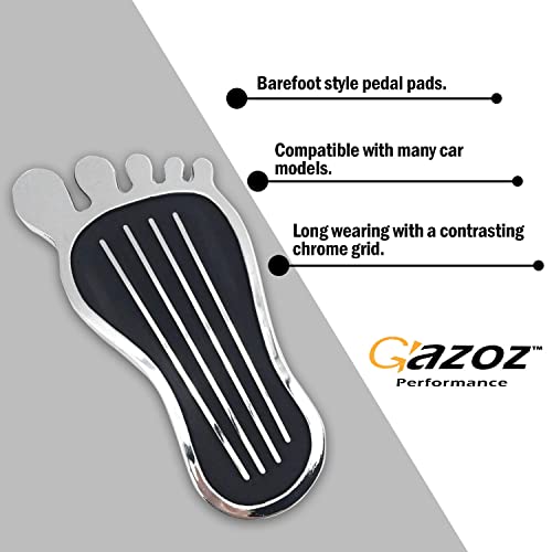 Gazoz Performance Pedal Pad-Style Cover - No Drilling Anti-Slip Aluminum Brake And Accelerator Pedal Covers - Hot Rod Rat Chrome Custom Gas Pedal Pad Cover Accessories #TOP6