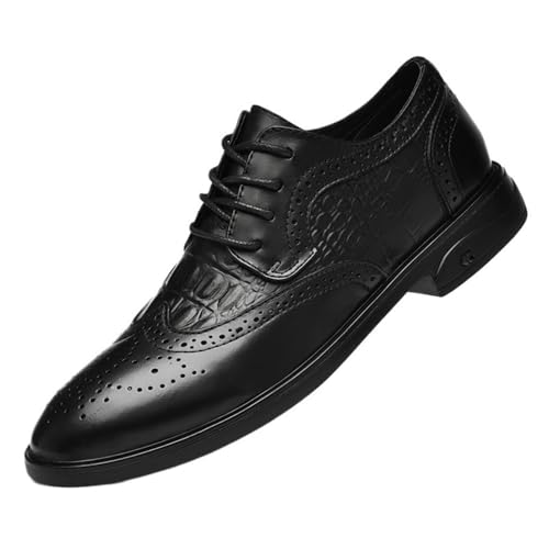 Mens Round Toe Oxford Shoes Lace Up Leather Dress Business Formal Footwear Breathable Shoes