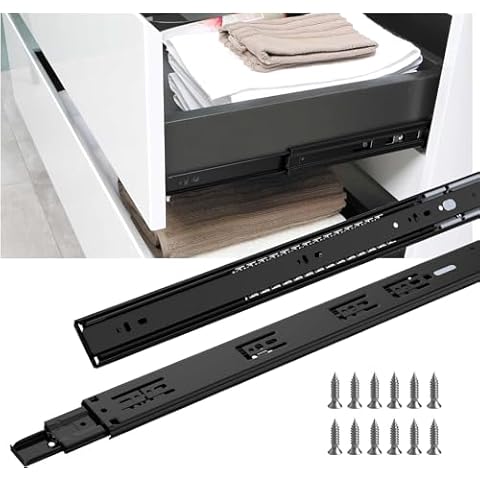 Goldenwarm 10 Pairs 22inch Soft Close Drawer Slides Ball Bearing Full Extension Drawer Runners 100LB Capacity Heavy Duty Drawer Slides for Cabinet Black Side Mount Drawer Glides Dresser Kitchen Cover