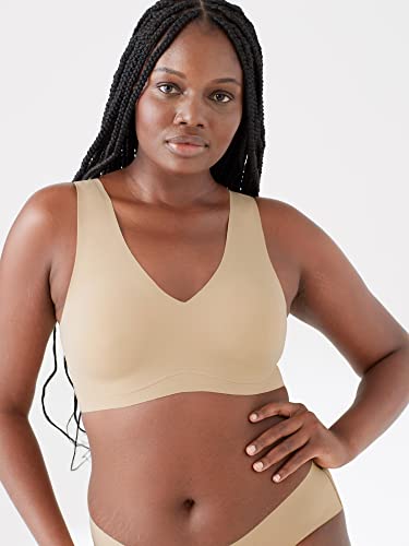 True & Co Womens Body Lift V Neck Bra, Desert, X-Large 38-40A/D Us #TOP2