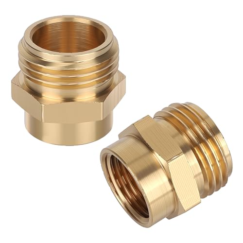 Penitue 2pcs Brass Garden Hose Adapter 1/2 NPT Female to 3/4 GHT Male Garden Hose Connector No-Leak Water Pipe Fittings for Outdoor Faucet Irrigation Sprinkler