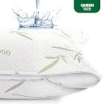 Utopia Bedding Bamboo Viscose Waterproof Pillow Protector Zippered (2 Pack) Queen – Bed Bug Proof Pillow Enclosure 20 x 28 Inches
