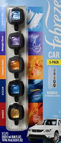 Image of Febreze Mixed Scents Air Freshener, 5 Car Vent Clips, 5 Count (Pack of 1)