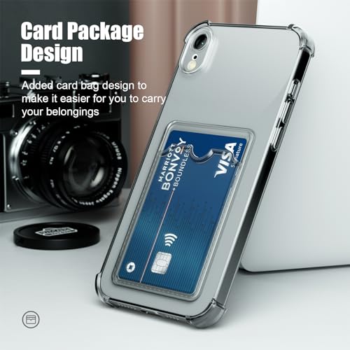 Image of AKABEILA Case for iPhone XR Clear Black Cute Phone Case Soft TPU Wallet Case Slim Bag Cover Shockproof with Card Slot Holder