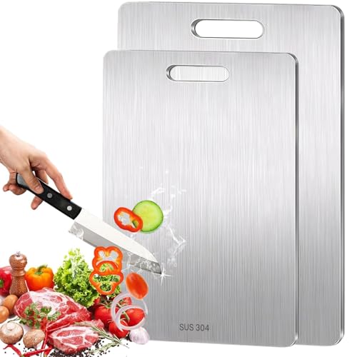 Opiniones y reviews de Tajaderas para picar más recomendados. 46 2 Piezas Tabla Para Picar Acero Inoxidable,Tablas Para Picar Cocina,Tabla Para Cortar Con 2 Tallas,Ideal para Carne, Verduras, Frutas,Duradera y Fácil de Limpiar(39×28, 34×23cm)