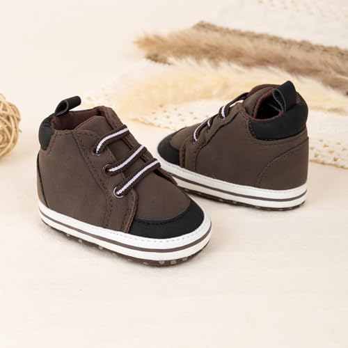 Image of CENCIRILY Baby Boys Girls High Top Sneakers Soft Soles Anti Skid Infant Ankle Shoes Toddler Prewalker First Walking Crib Shoes