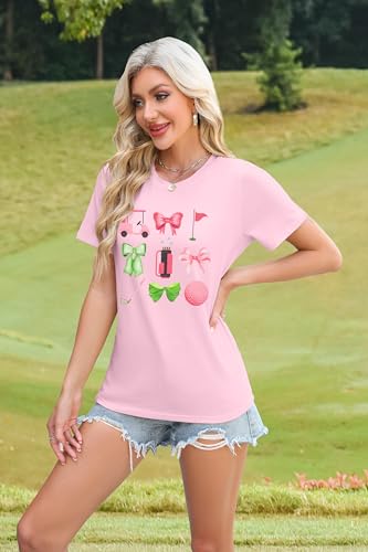 SFHFY Womens Golf Shirt: Preppy Golf Tshirt Golf Season Bow T-Shirt Outdoor Sports Lover Vacation Tee Tops3