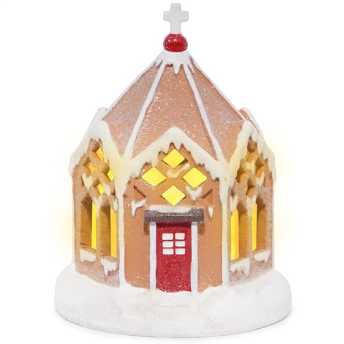 Hodao Christmas Decorations Gingerbread House Decor Figurine, Battery-Powered (2 AAA), 5.1