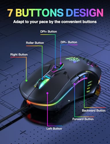 Onikuma Gaming CW902 Gaming Mouse, Wired Pc Entry Level Mouse With Rgb Backlit And Adjustable Dpi thumb #3