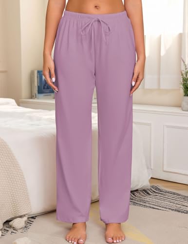 Image of Veseacky Women 100% Cotton Pajama Bottoms Comfy Soft Lounge Sleep Pants Drawstring Sleepwear 3 Pack S-XXL