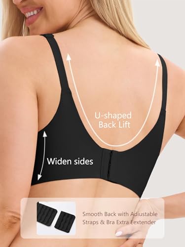 Angelhood 3 Pack Nursing Bras for Breastfeeding Seamless Pregnancy Maternity Bra Wireless Sleep Bralette with Extenders3