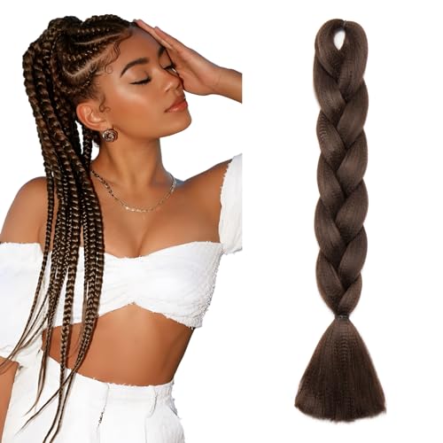 Extensiones de pelo trenzado en 4 tonos, degradado, trenzas extra grandes, extensiones trenzadas de pelo de gran tamaño, para trenzado enroscado, de 60 cm, 1 paquete