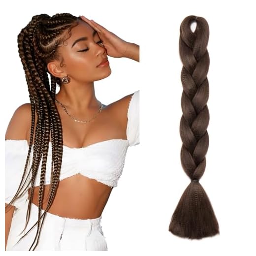 Ombre 4 Tones Estensione dei capelli Treccine Extension Capelli per Treccia Extension Trecce Lunghe Braiding Hair 1 Bundles Marrone scuro