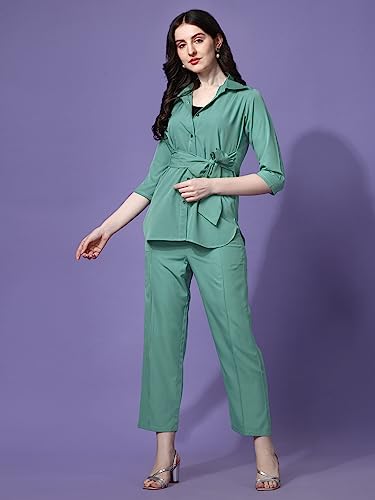 Image of Sheetal Associates Women's Solid Casual Co ords Set 2 Piece Open top & Pant Set
