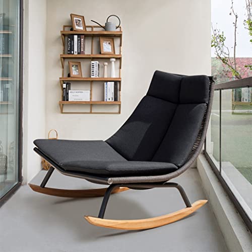 Waeyz 85 * 73 * 82Cm, Leisure Rocking Chair, Patio Rattan Weaving Lazy Rocking Chair, Outdoor Balcony Rocking Chair, Modern Rocking (Color : Dark Blue, Size : 85 * 73 * 82Cm) #TOP5