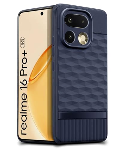 Image of WOW IMAGINE Back Cover for Realme 16 Pro Plus 5G with Hexa Cube Design | Ultra Slim Soft Rubberised Case | Inner Velvet Fabric | Flexible Mobile Case | Camera Protection - Blue