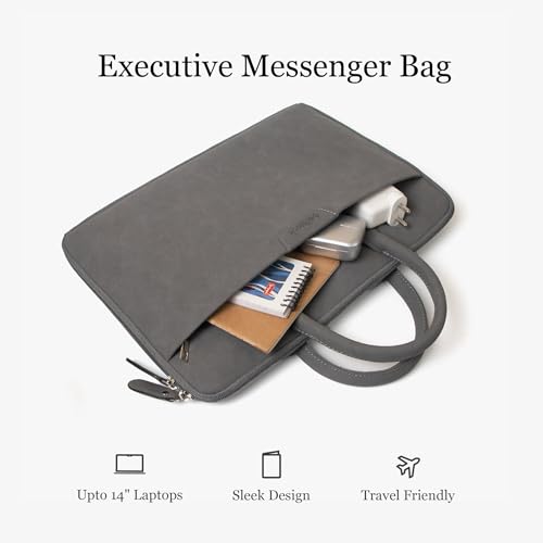 Image of Bellblock Sleek Messenger Laptop Bags For Men /Women Office Use | Travel Friendly With Luggage Strap | Office Bag For Man /Woman | Cotton Canvas | Olive Green (Upto 14 Inch)