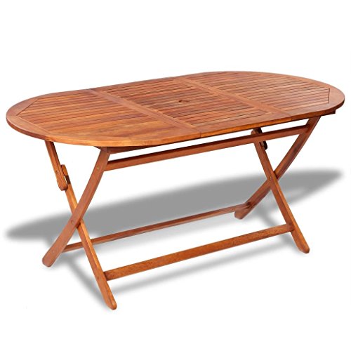 Roderick Irving Gartentisch Klappbar Holztisch Ovaler Esstisch Garten aus Akazienholz 160 x 85 x 75 cm