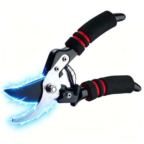 Image of 8 inch SK5 Steel Bypass Pruning Shears for gardening, Garden Clippers with 2-Stage Lock, Adjustable Cutting & Anti-Rust Blade, Ergonomic Garden Shears for Trimming Trees, Bushes & Flowers