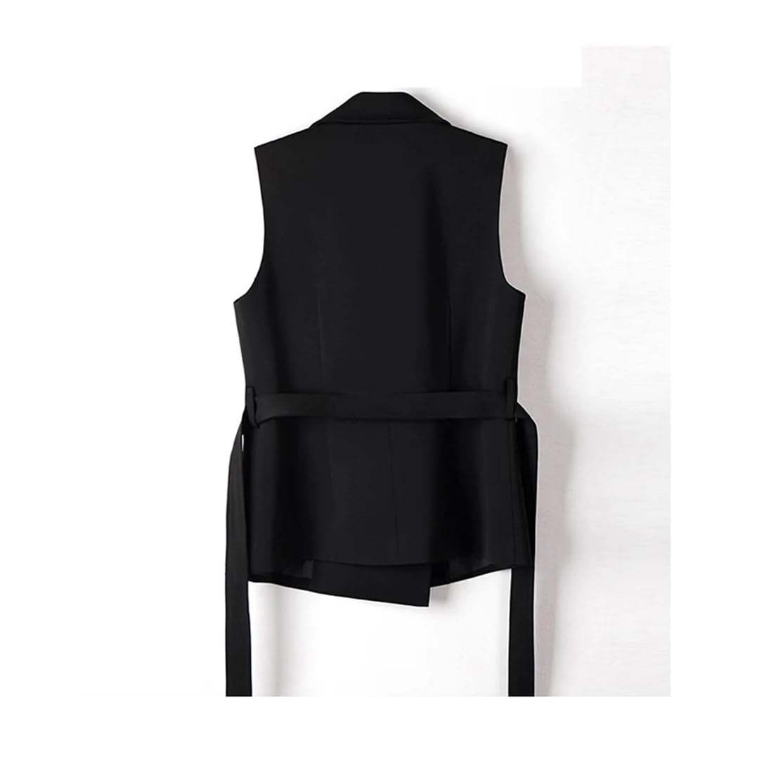 Wjnvfioo Gilet da donna allentato doppio petto moda elegante senza maniche giacca street versatile top