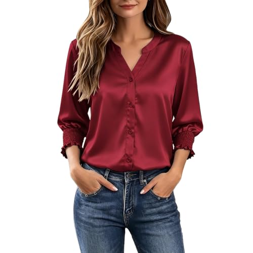 Chemise élégante en satin uni pour sublimer votre garde-robe d'été