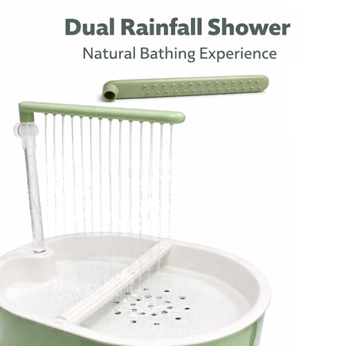 Indoor Bird Bath Fountain, Dual Rainfall Parrot Shower with Anti-Clog Pump & Filter Sponge, Adjustable Water Flow, Natural Beech Wood Perch, Bird Shower Spa for Parakeet, Cockatiel, Lovebird by Daursul - Used condition - Image 3