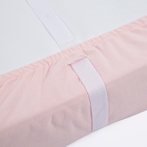 Tillyou Changing Pad Cover Set, Jersey Knit Ultra Soft Unisex Diaper Change Table Sheets For Baby Boys Girls, Fit 32"/34''X16" Contoured Pad, Comfy Cozy 2-Pack Cradle Sheets, Peachy Pink & Lt Gray #TOP4