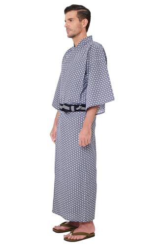 Mens Asanoha Yukata, Lightweight Summer Robe, 100% Cotton, Made in Japan2