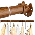 FIRJOY Closet Rods for Hanging Clothes (Wood Grain, 18.0" - 28.0")