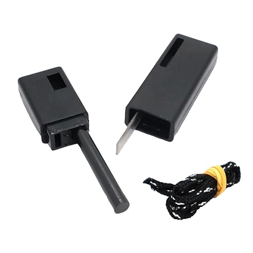 Fire Starter Flint Emergency Waterproof for Camping, Fishing and Hunting (Black)