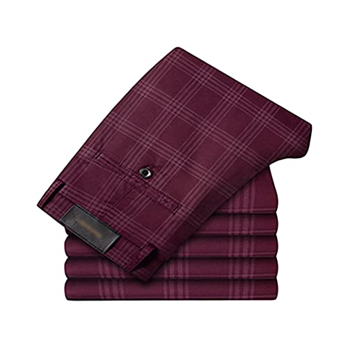 Men's Casual Slim Straight Plaid Trousers Loose Stretch Business Pants Lightweight Fit Plaid Chino Pants3