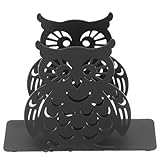 Veemoon Servilletero de Metal Negro Estilo Búho, Soporte para Servilletas de Papel 12x4x10,2 Cm, Estante Moderno para Mesa en Restaurante, Bar y Hogar
