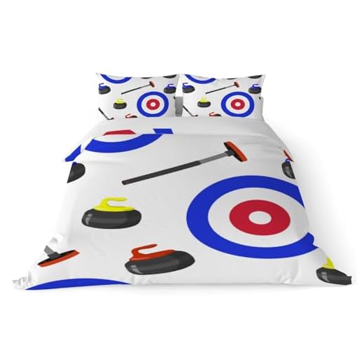 Duvet Cover Sets 3 Piece Curling Sport Broom Stone House Farmhouse Bedding Set 1 Comforter Cover 2 Pillow Shams Hidden Zipper Closure Polyester for All Seasons Hotel Resort Full